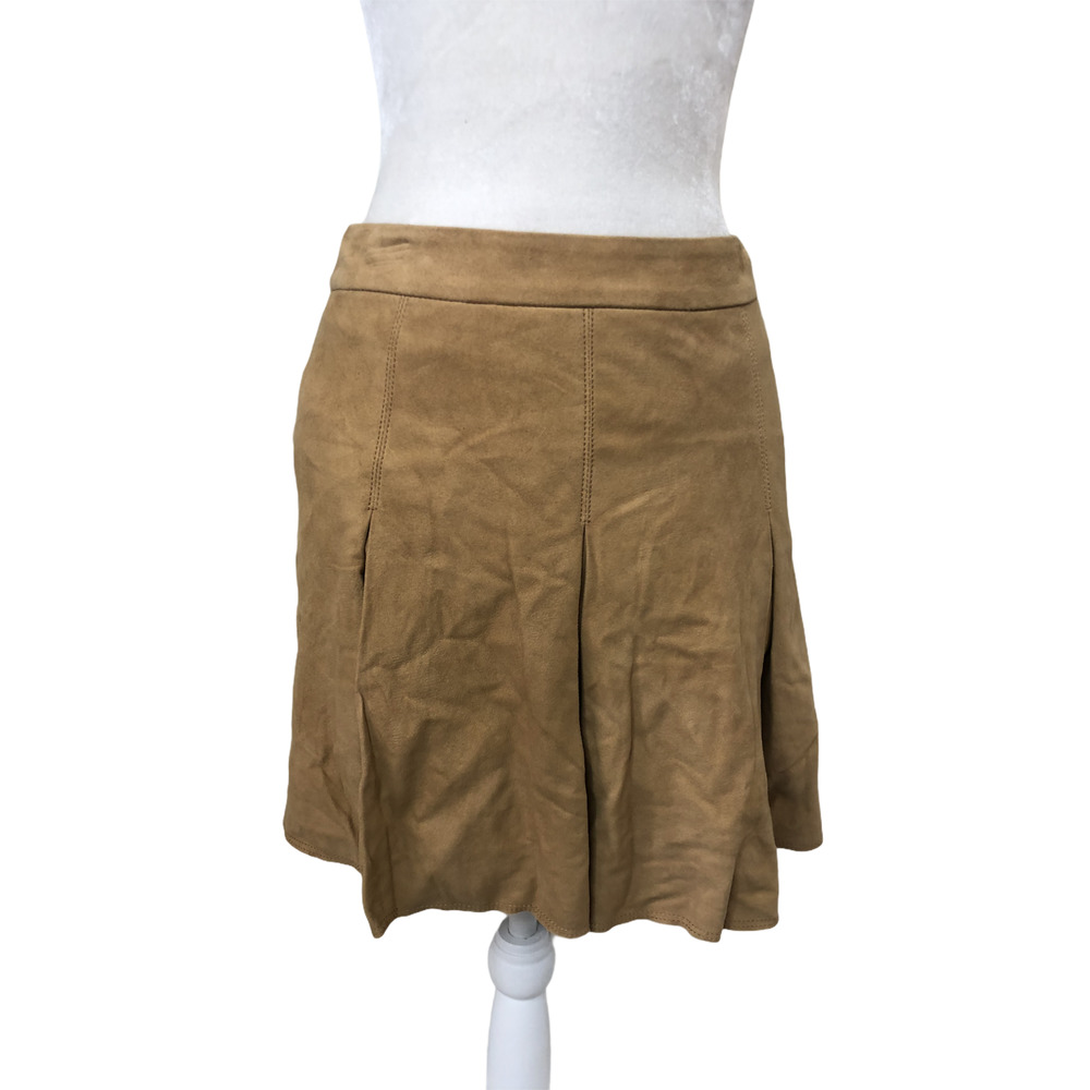 Alice + Olivia Womens Lee Tan Suede Skirt Beige Zip Up Size 6 MSRP $895 NWT
